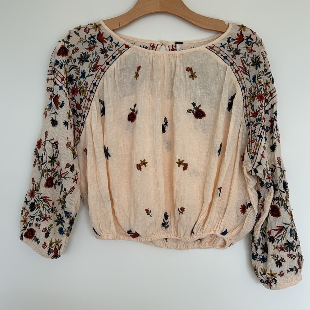 Free People Embroidered Wild Flowers Blouse Size XS - Picture 5 of 15